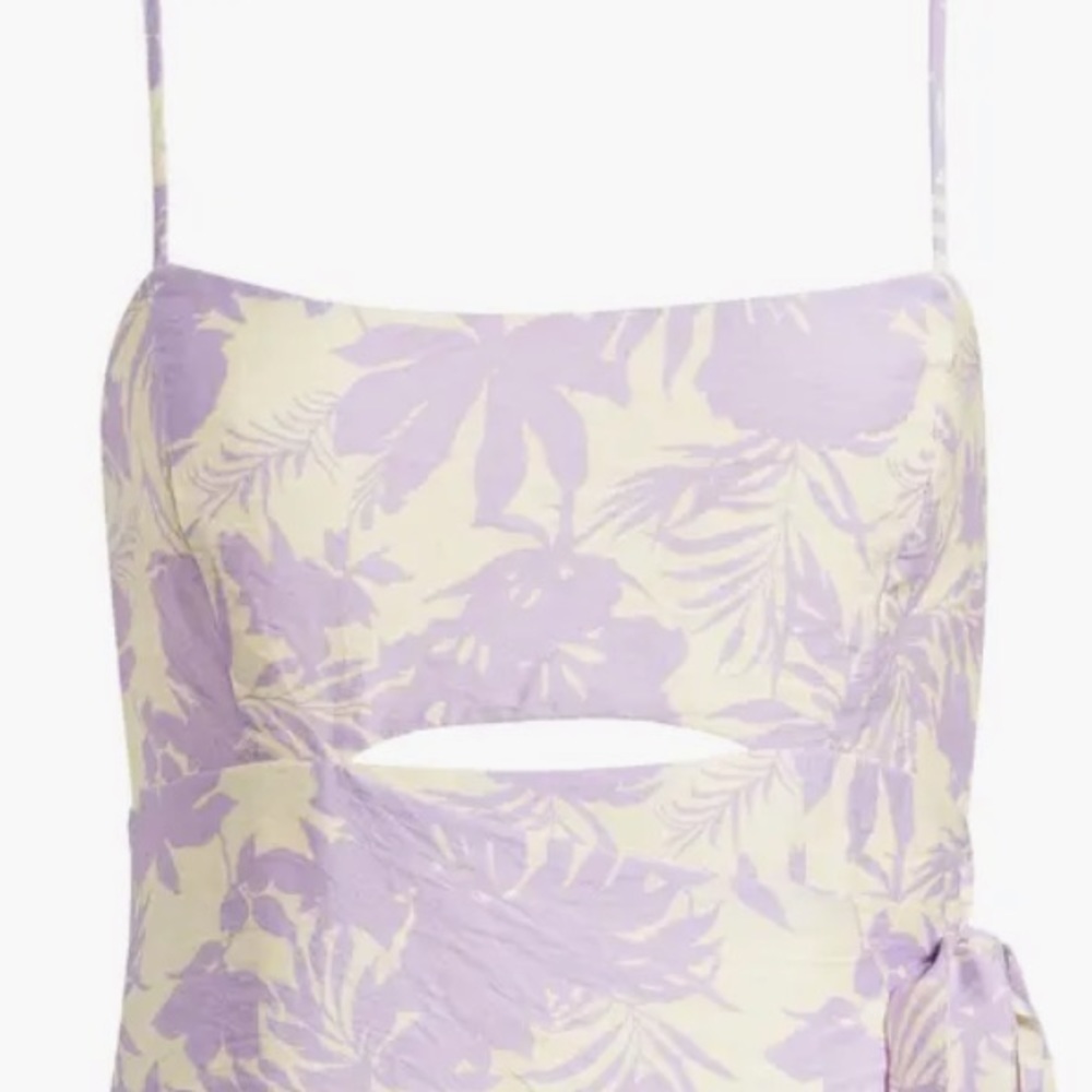 🅽🅴🆆 ASTR Keyhole Wrap Spaghetti Strap Dress, Lavender Floral, XS - Picture 3 of 16